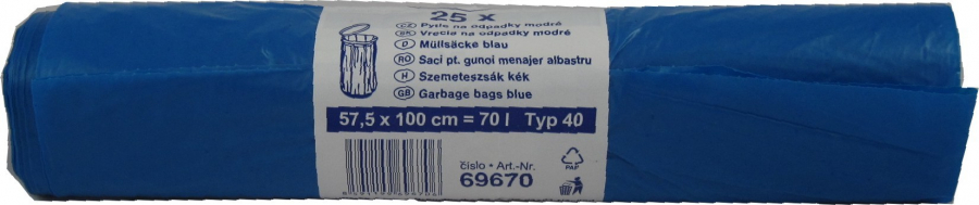 Vrece LD 57x100 Typ 40 modré 25ks 70L